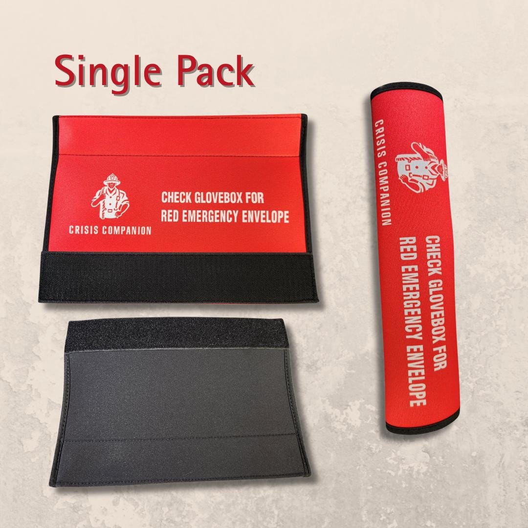 Red Neoprene Emergency Seat Belt Cover: Medical Alert, Crisis Companion™