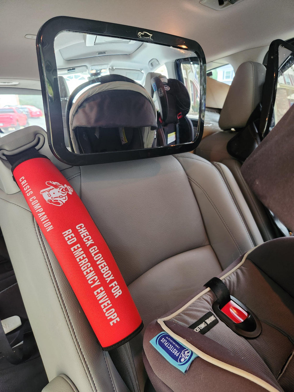 Red Neoprene Emergency Seat Belt Cover: Medical Alert, Crisis Companion™