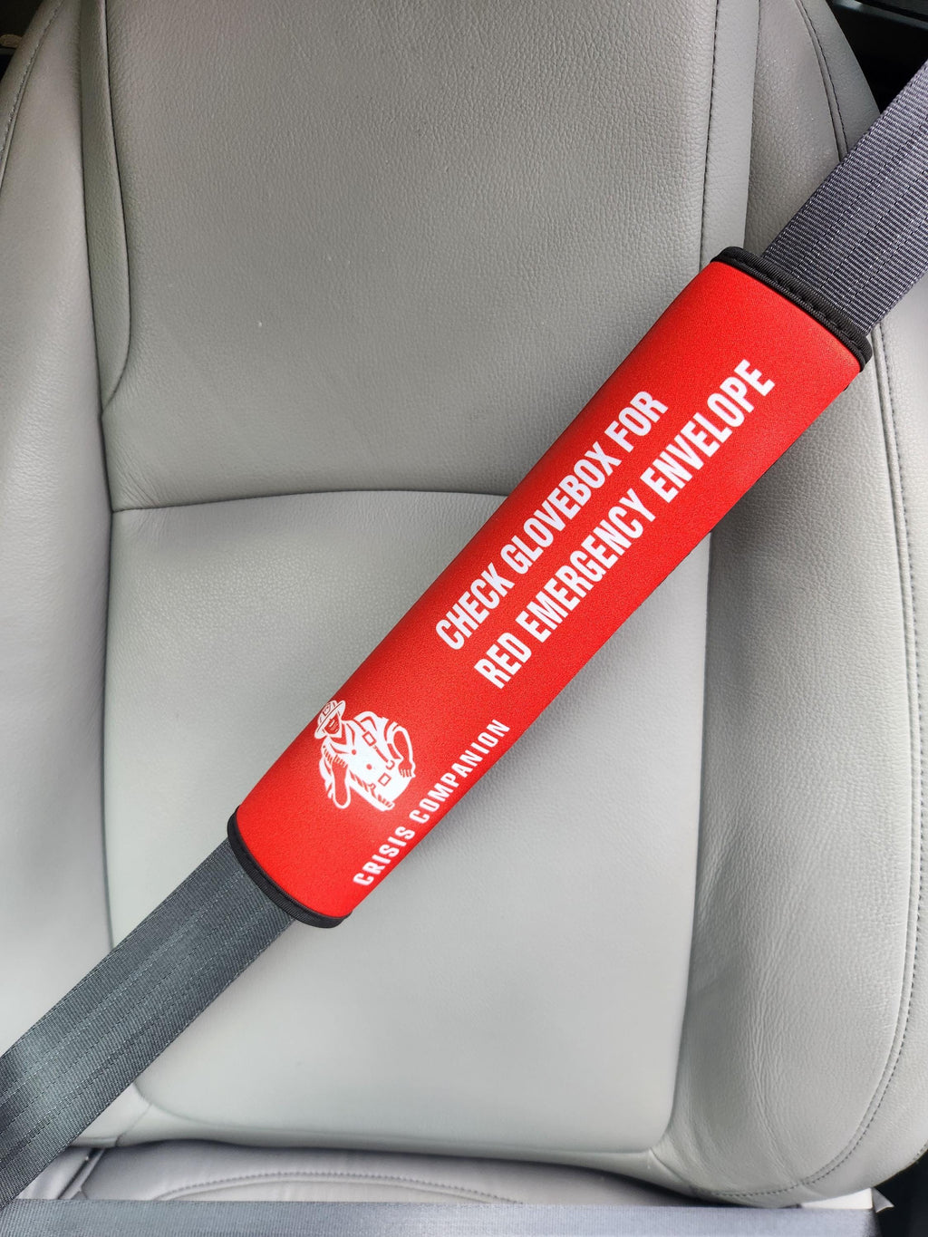 Red Neoprene Emergency Seat Belt Cover: Medical Alert, Crisis Companion™