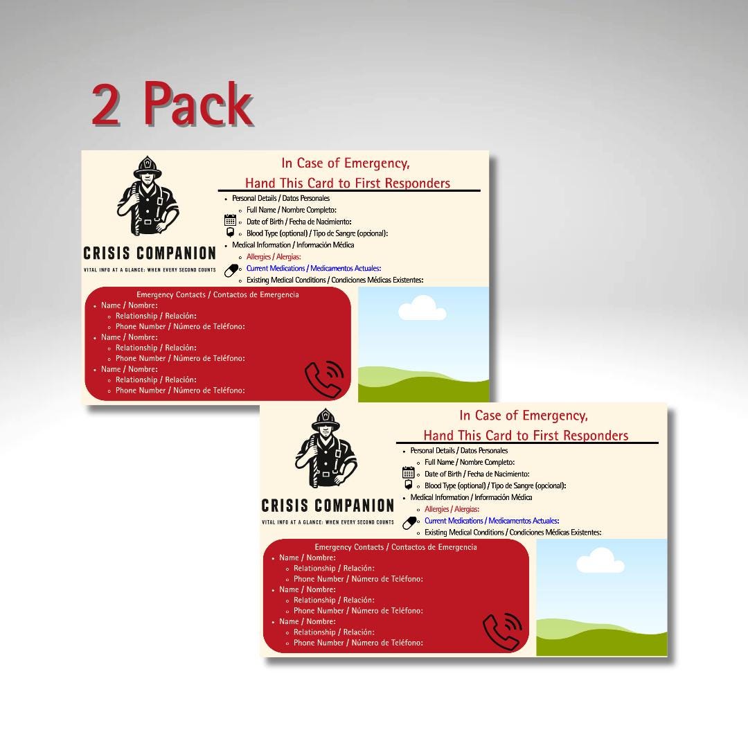 Emergency Contact Card Bundle: Bilingual Safety for Small Families