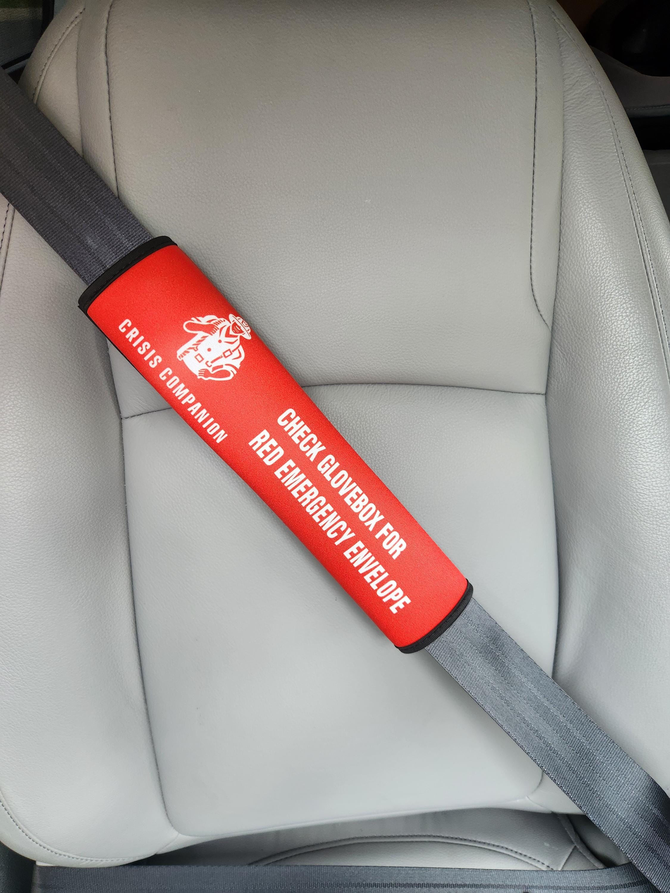 Red Neoprene Emergency Seat Belt Cover: Medical Alert, Crisis Companion™