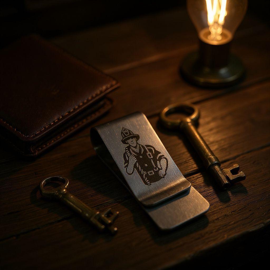 Firefighter Money Clip, Laser Etched Stainless Steel Cash Clip, Slim EDC, Gift for Firefighter, Silver or Gold Tone, Crisis Companion™