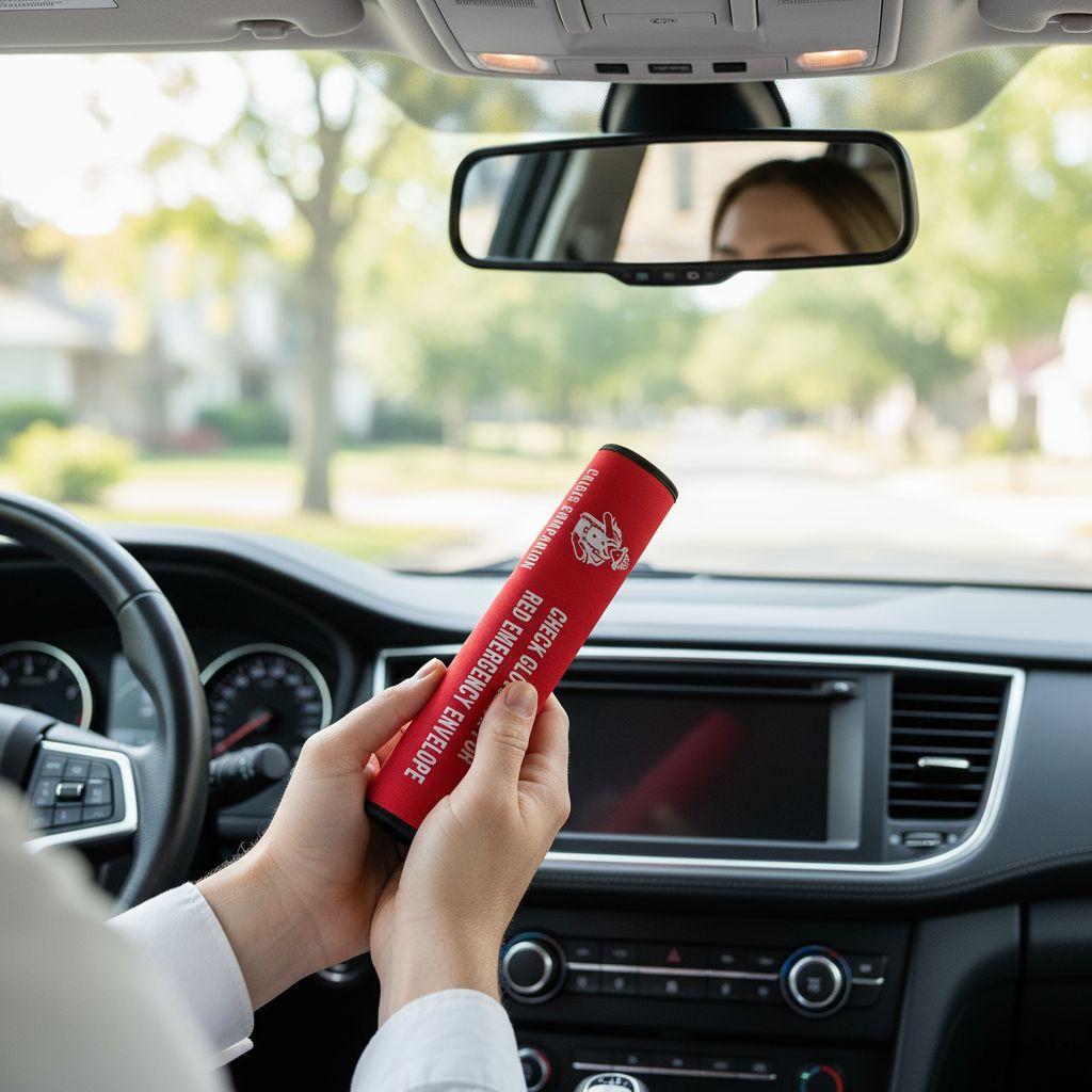 Red Neoprene Emergency Seat Belt Cover: Medical Alert, Crisis Companion™