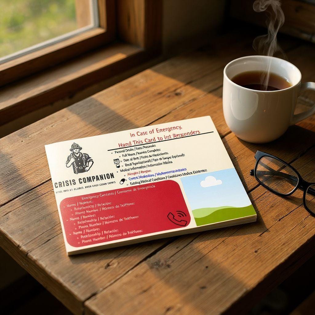 Custom Bilingual Emergency Contact Card: Laminated Glovebox Medical Info