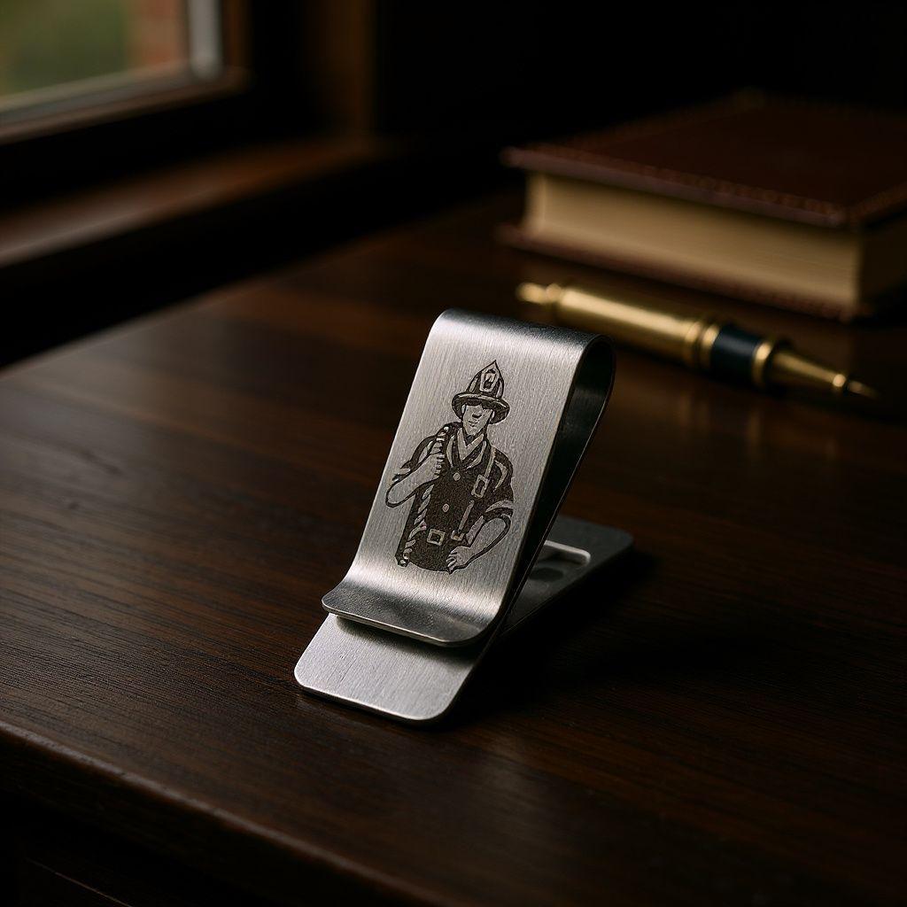 Firefighter Money Clip, Laser Etched Stainless Steel Cash Clip, Slim EDC, Gift for Firefighter, Silver or Gold Tone, Crisis Companion™