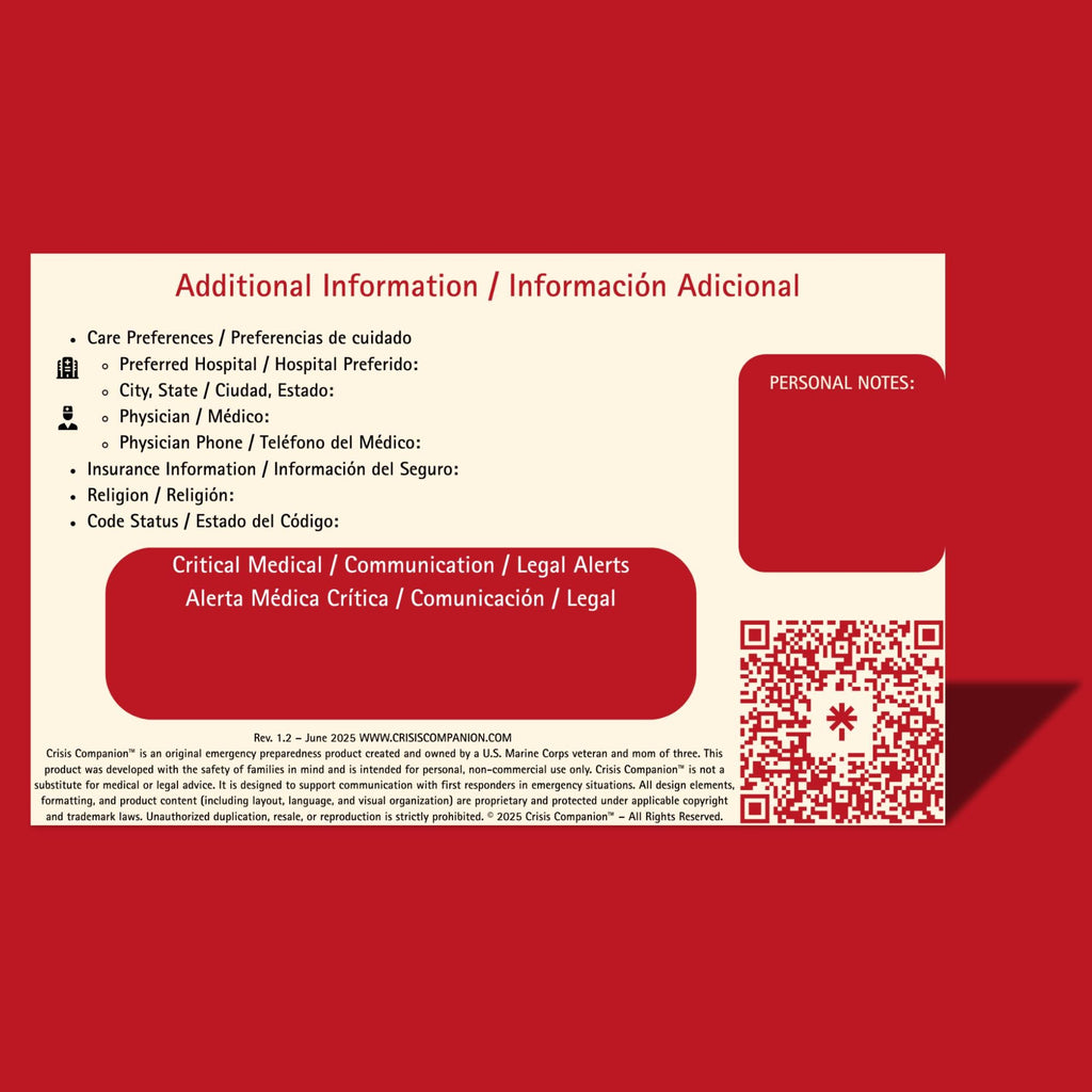 Emergency Contact Card Family Bundle: Bilingual Safety Kit