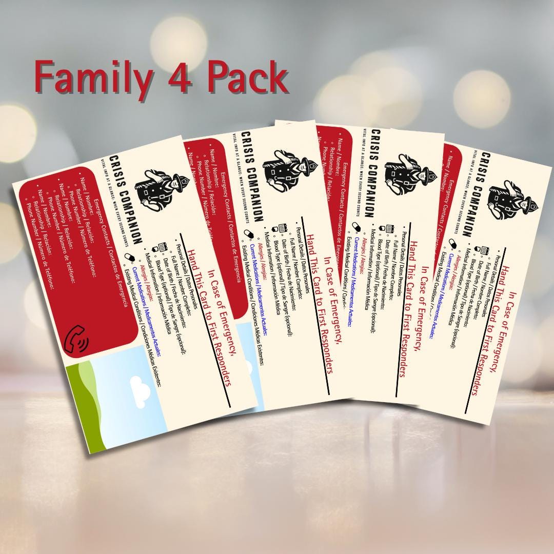 Custom Bilingual Emergency Contact Card: Laminated Glovebox Medical Info