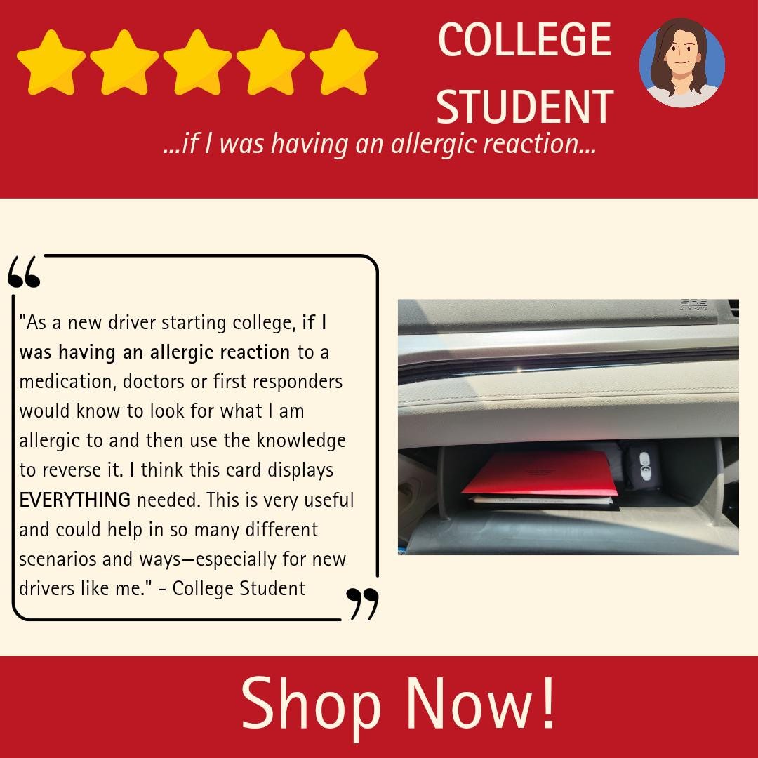 Custom Bilingual Emergency Contact Card: Laminated Glovebox Medical Info