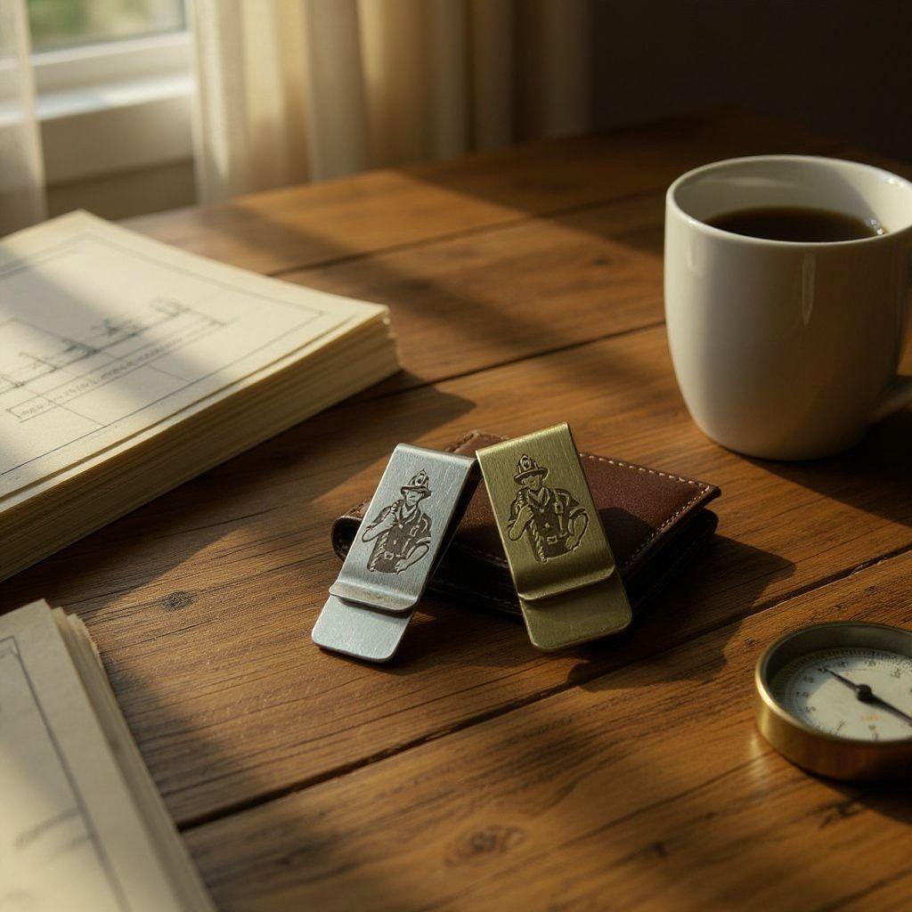 Firefighter Money Clip, Laser Etched Stainless Steel Cash Clip, Slim EDC, Gift for Firefighter, Silver or Gold Tone, Crisis Companion™