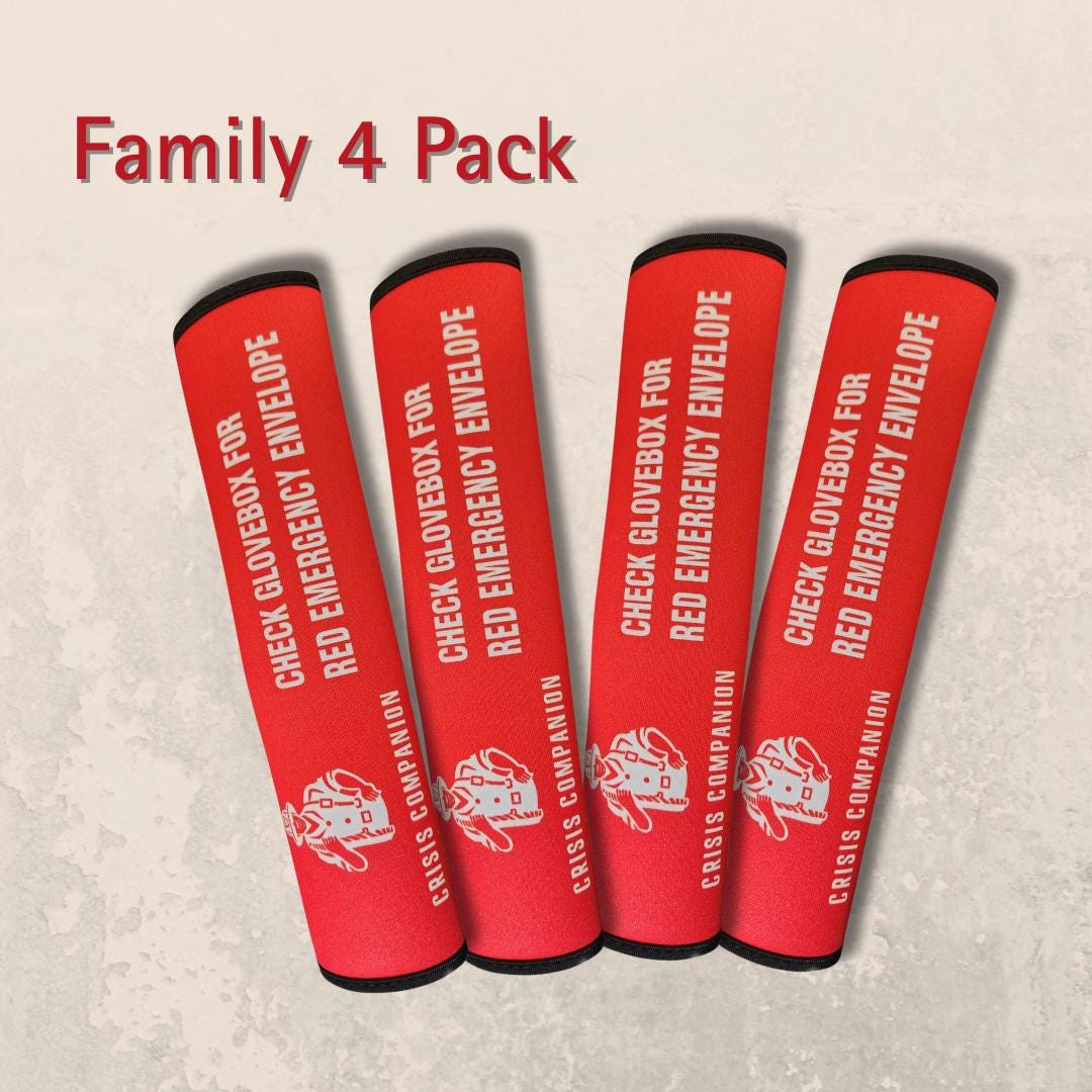 Red Neoprene Emergency Seat Belt Cover: Medical Alert, Crisis Companion™